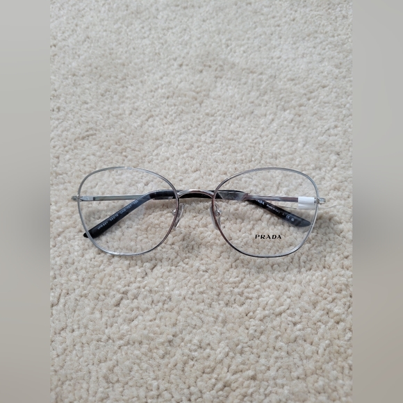 Prada 0PR 64YV Eyeglasses Silver/Black Frame Round Full Rim 54-18-135 No Case - Picture 7 of 15